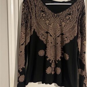 Westbound Black and Brown Patterned Blouse
